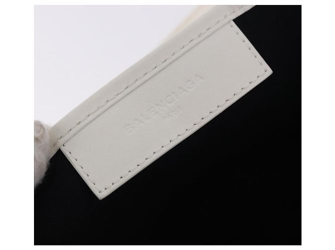 Borsa a mano BALENCIAGA Navy Cabas Canvas Ivory Silver 339933 Auth 195989A Argento Crudo - vista 17