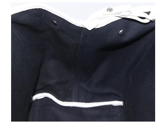 Borsa a mano BALENCIAGA Navy Cabas Canvas Ivory Silver 339933 Auth 195989A Argento Crudo - vista 18