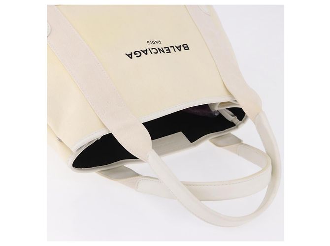 Borsa a mano BALENCIAGA Navy Cabas Canvas Ivory Silver 339933 Auth 195989A Argento Crudo - vista 6