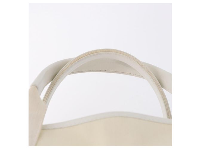 Borsa a mano BALENCIAGA Navy Cabas Canvas Ivory Silver 339933 Auth 195989A Argento Crudo - vista 8