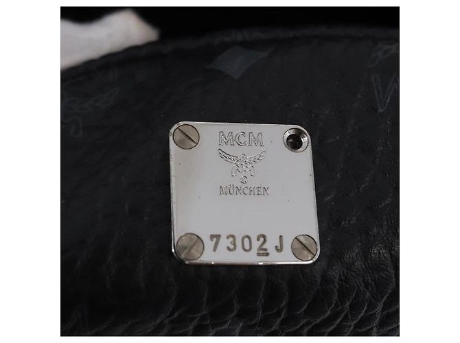 MCM Vicetos Logogram Rucksack Leder Schwarz Silber Auth 194907 - Ansicht 12