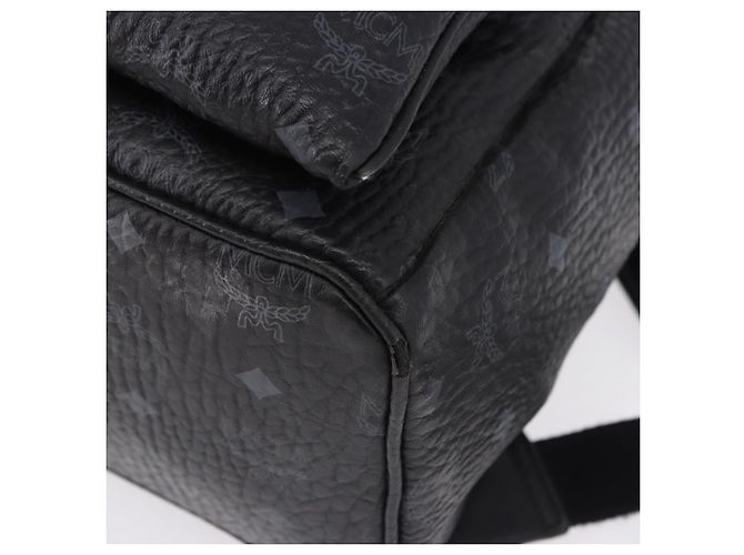 MCM Vicetos Logogram Rucksack Leder Schwarz Silber Auth 194907 - Ansicht 15