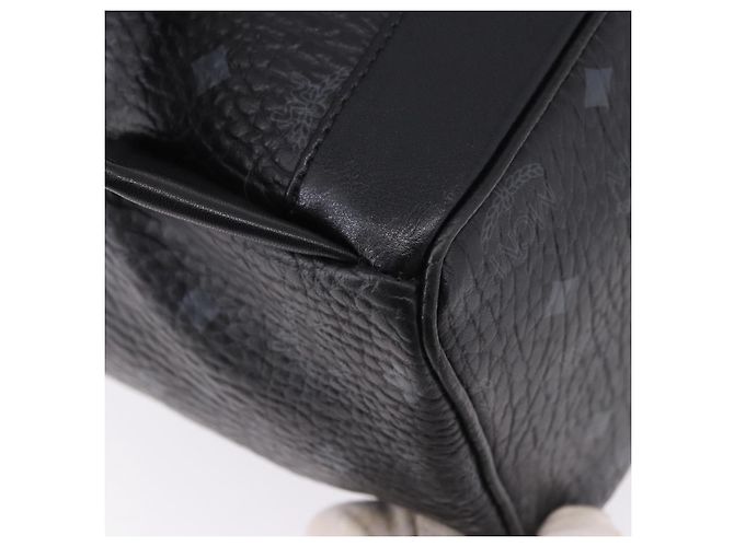 MCM Vicetos Logogram Rucksack Leder Schwarz Silber Auth 194907 - Ansicht 16
