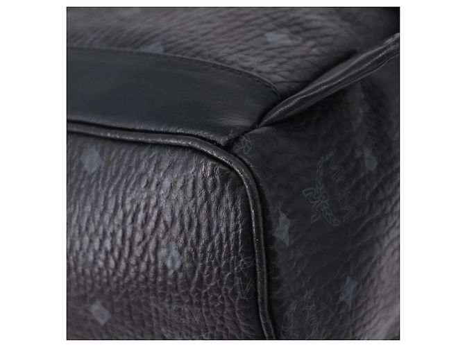 MCM Vicetos Logogram Rucksack Leder Schwarz Silber Auth 194907 - Ansicht 17