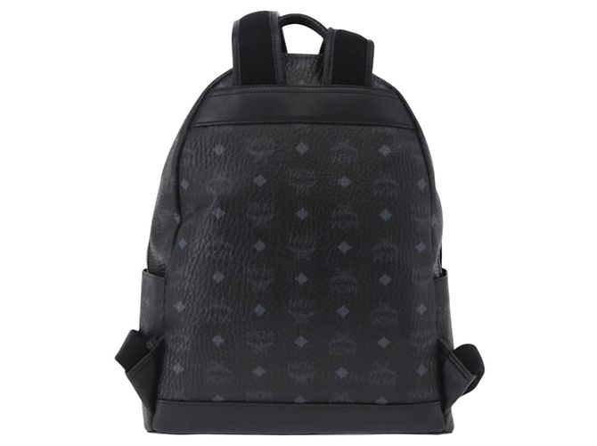 MCM Vicetos Logogram Rucksack Leder Schwarz Silber Auth 194907 - Ansicht 2