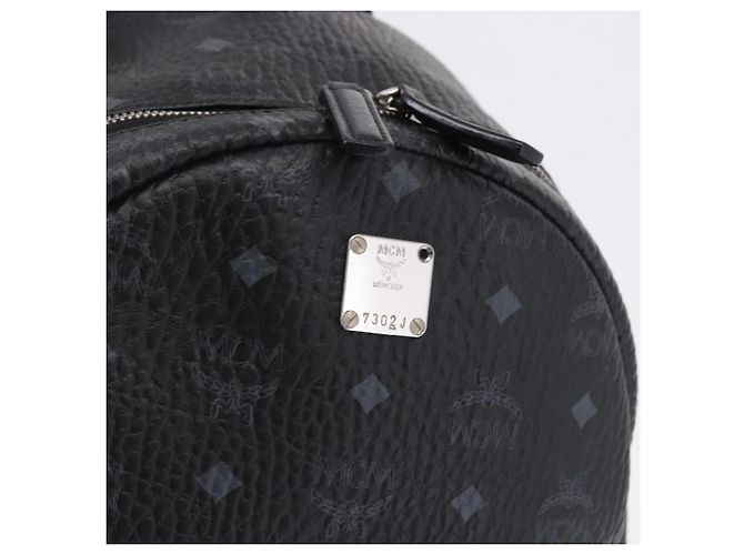 MCM Vicetos Logogram Rucksack Leder Schwarz Silber Auth 194907 - Ansicht 20