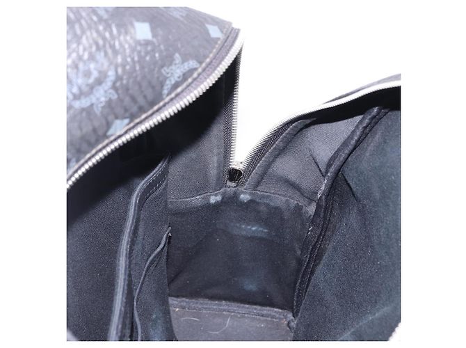 MCM Vicetos Logogram Rucksack Leder Schwarz Silber Auth 194907 - Ansicht 22