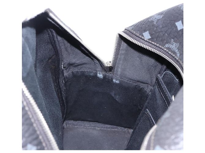 MCM Vicetos Logogram Rucksack Leder Schwarz Silber Auth 194907 - Ansicht 23