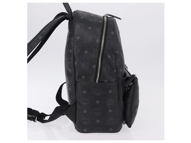 MCM Vicetos Logogram Rucksack Leder Schwarz Silber Auth 194907 - Ansicht 4