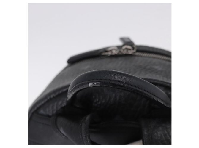 MCM Vicetos Logogram Rucksack Leder Schwarz Silber Auth 194907 - Ansicht 7