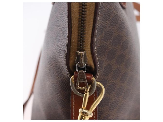 Céline Borsa a mano CELINE Macadam Canvas PVC Leather 2way Brown Gold Auth ka5664 Marrone D'oro - vista 10