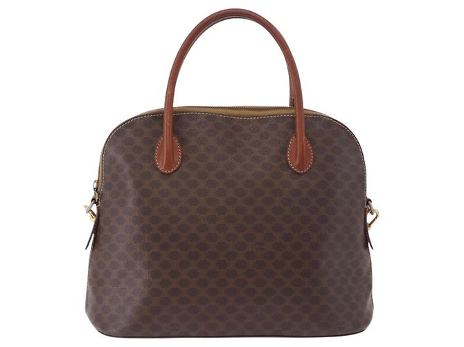 Céline Borsa a mano CELINE Macadam Canvas PVC Leather 2way Brown Gold Auth ka5664 Marrone D'oro - vista 13