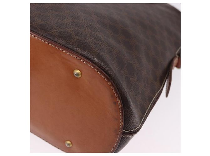 Céline Borsa a mano CELINE Macadam Canvas PVC Leather 2way Brown Gold Auth ka5664 Marrone D'oro - vista 19