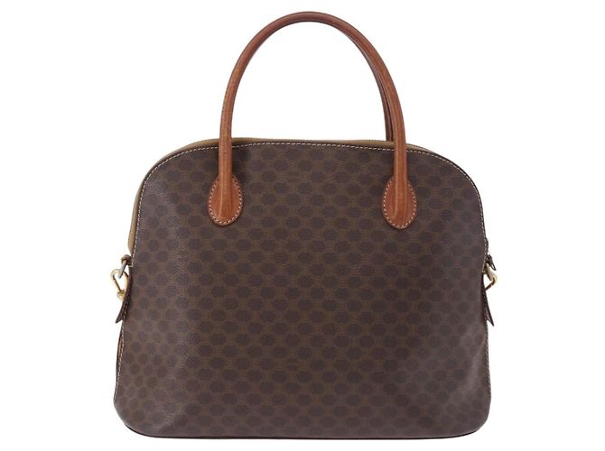 Céline Borsa a mano CELINE Macadam Canvas PVC Leather 2way Brown Gold Auth ka5664 Marrone D'oro - vista 2
