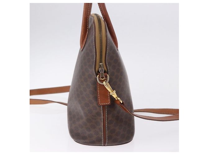 Céline Borsa a mano CELINE Macadam Canvas PVC Leather 2way Brown Gold Auth ka5664 Marrone D'oro - vista 5