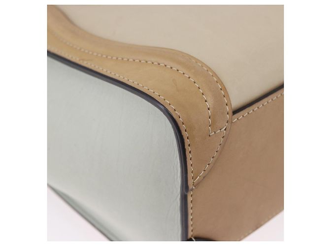 Céline Borsa a mano CELINE Luggage Nano in pelle e camoscio 2way Beige Gold Auth ka5649A D'oro - vista 18