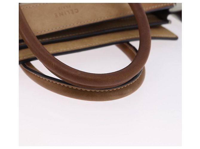Céline Borsa a mano CELINE Luggage Nano in pelle e camoscio 2way Beige Gold Auth ka5649A D'oro - vista 8