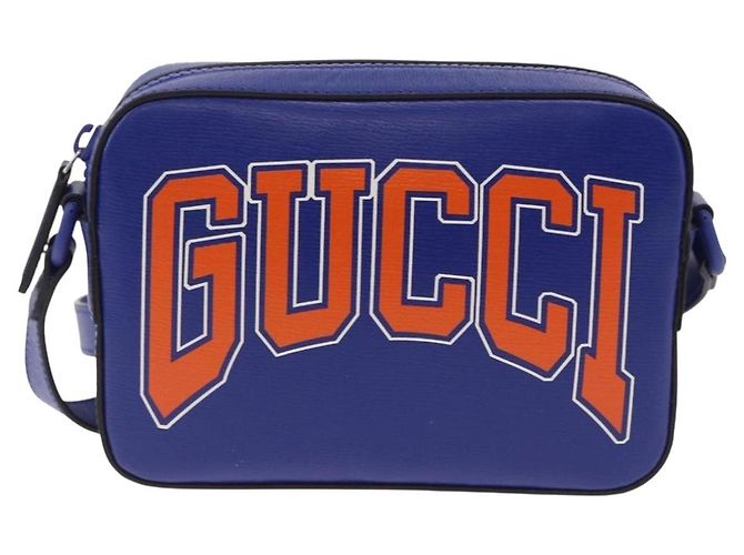 GUCCI NY Dragons Schultertasche Leder Blau Orange 773190 Auth BA13783M - Ansicht 13