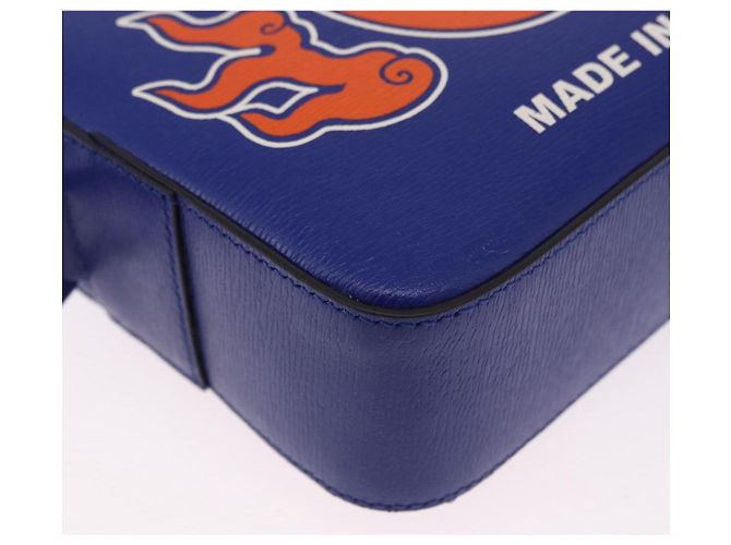 GUCCI NY Dragons Schultertasche Leder Blau Orange 773190 Auth BA13783M - Ansicht 16