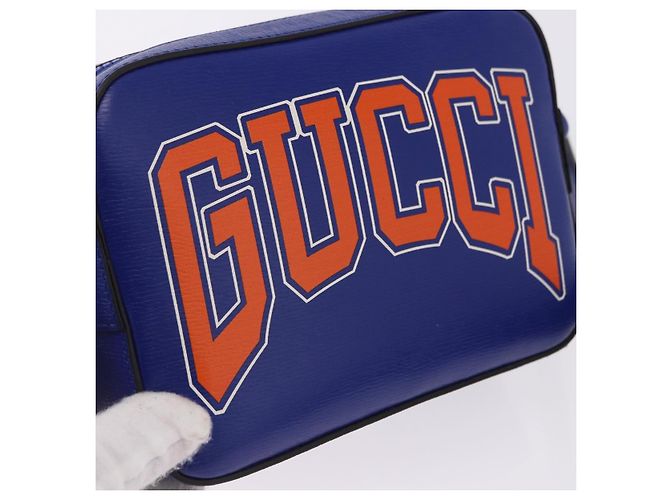 GUCCI NY Dragons Schultertasche Leder Blau Orange 773190 Auth BA13783M - Ansicht 18