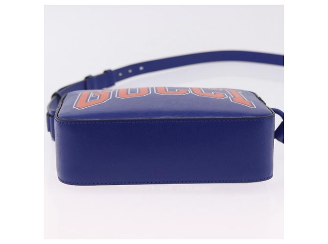 GUCCI NY Dragons Schultertasche Leder Blau Orange 773190 Auth BA13783M - Ansicht 5