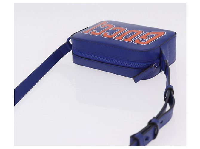 GUCCI NY Dragons Schultertasche Leder Blau Orange 773190 Auth BA13783M - Ansicht 6