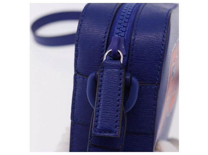 GUCCI NY Dragons Schultertasche Leder Blau Orange 773190 Auth BA13783M - Ansicht 9