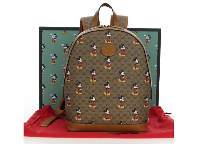 Zaino GUCCI Micro GG Supreme Disney PVC Beige Gold 552884 Auth 192557SM - vista 12