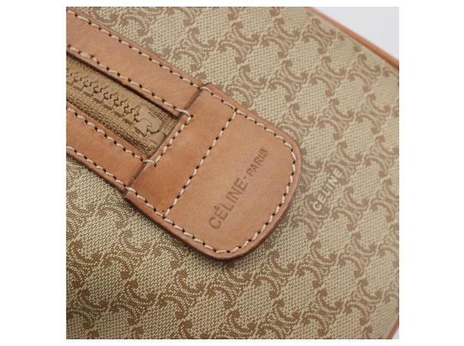 Céline CELINE Macadam Boston Bag PVC Leather Beige Gold Tone Auth 196127 - view 17