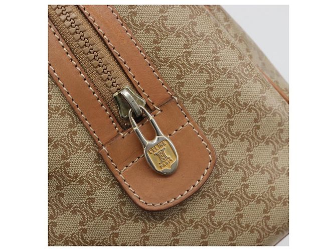 Céline CELINE Macadam Boston Bag PVC Leather Beige Gold Tone Auth 196127 - view 19