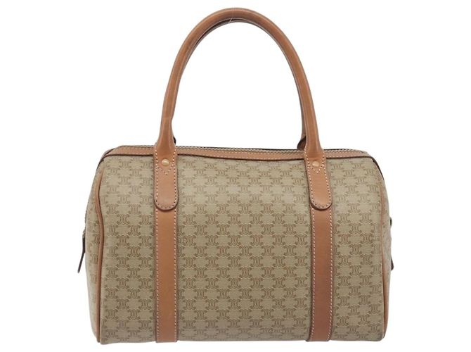 Céline CELINE Macadam Boston Bag PVC Leather Beige Gold Tone Auth 196127 - view 2