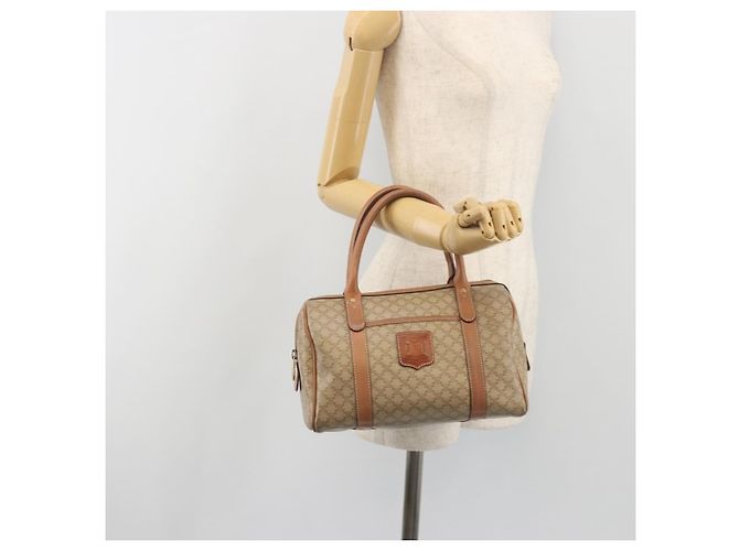 Céline CELINE Macadam Boston Bag PVC Leather Beige Gold Tone Auth 196127 - view 23