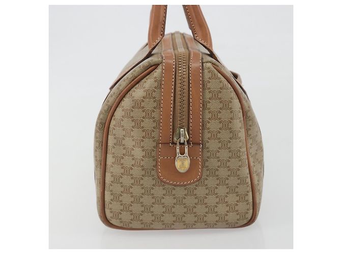 Céline CELINE Macadam Boston Bag PVC Leather Beige Gold Tone Auth 196127 - view 3