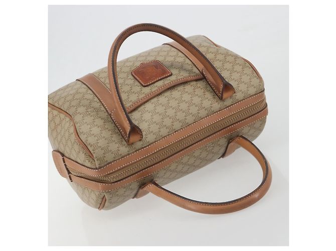 Céline CELINE Macadam Boston Bag PVC Leather Beige Gold Tone Auth 196127 - view 6