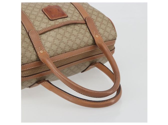 Céline CELINE Macadam Boston Bag PVC Leather Beige Gold Tone Auth 196127 - view 7