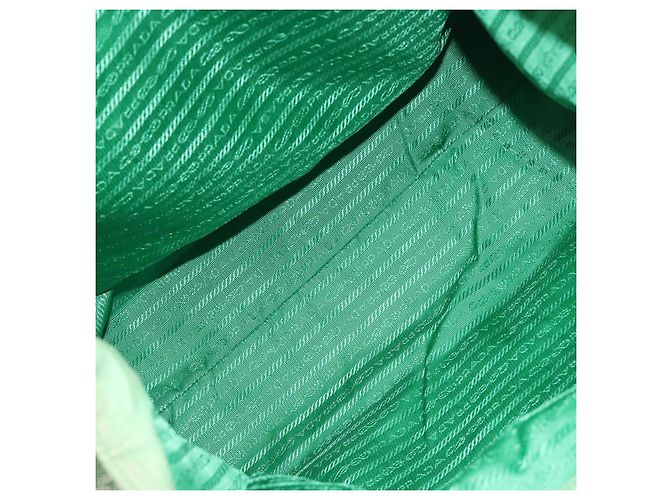 Borsa Tote PRADA Canvas Green Silver Auth 196296A Argento Verde - vista 10