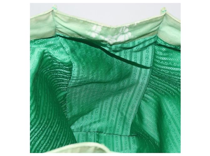 Borsa Tote PRADA Canvas Green Silver Auth 196296A Argento Verde - vista 19