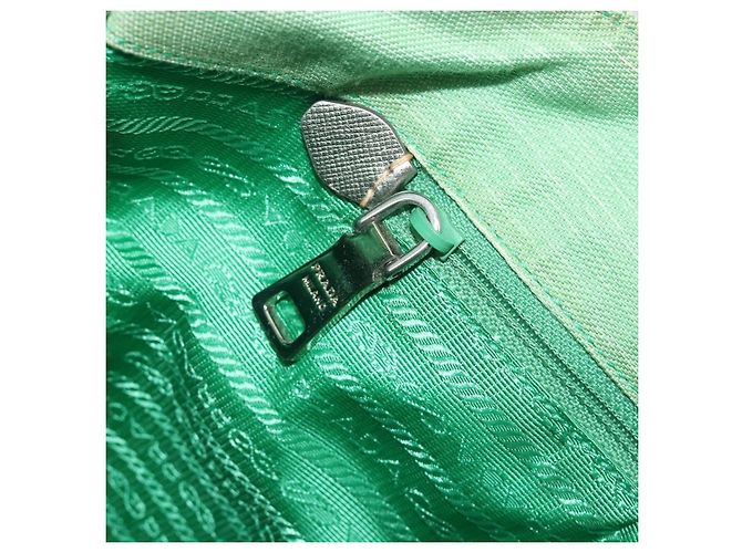 Borsa Tote PRADA Canvas Green Silver Auth 196296A Argento Verde - vista 21