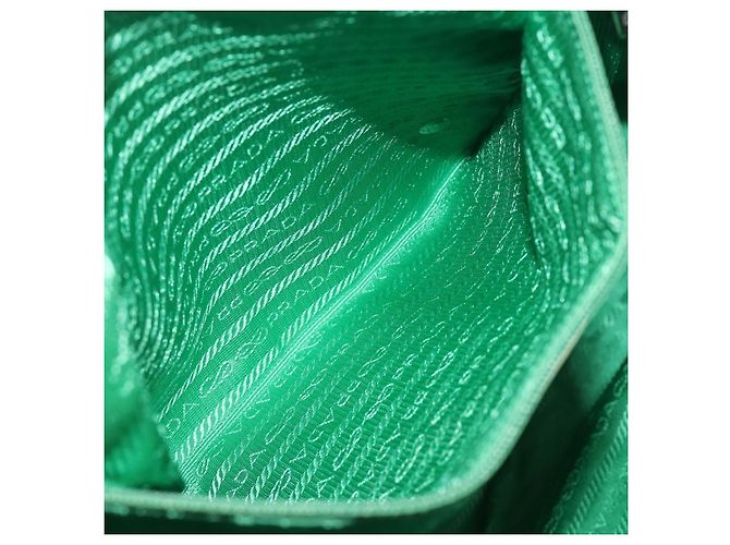 Borsa Tote PRADA Canvas Green Silver Auth 196296A Argento Verde - vista 22