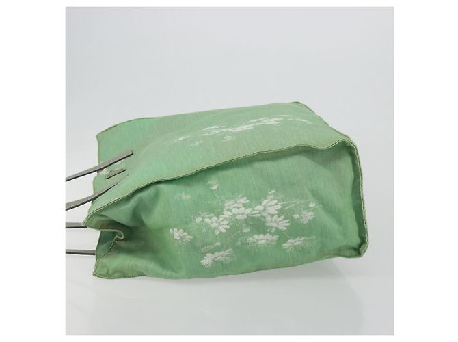 Borsa Tote PRADA Canvas Green Silver Auth 196296A Argento Verde - vista 4