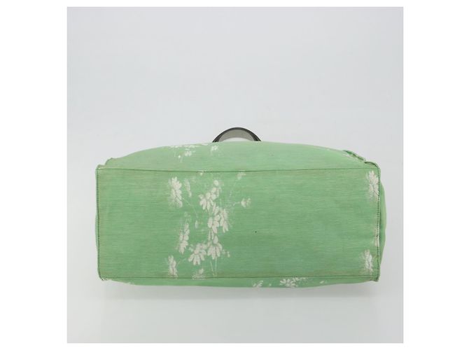 Borsa Tote PRADA Canvas Green Silver Auth 196296A Argento Verde - vista 5