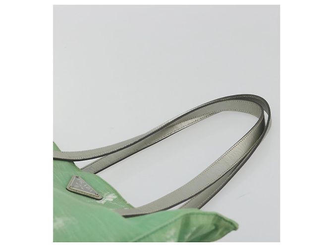 Borsa Tote PRADA Canvas Green Silver Auth 196296A Argento Verde - vista 8