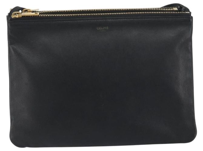 Céline Borsa a tracolla CELINE Trio in pelle nera e oro Auth 195660 Nero D'oro - vista 13