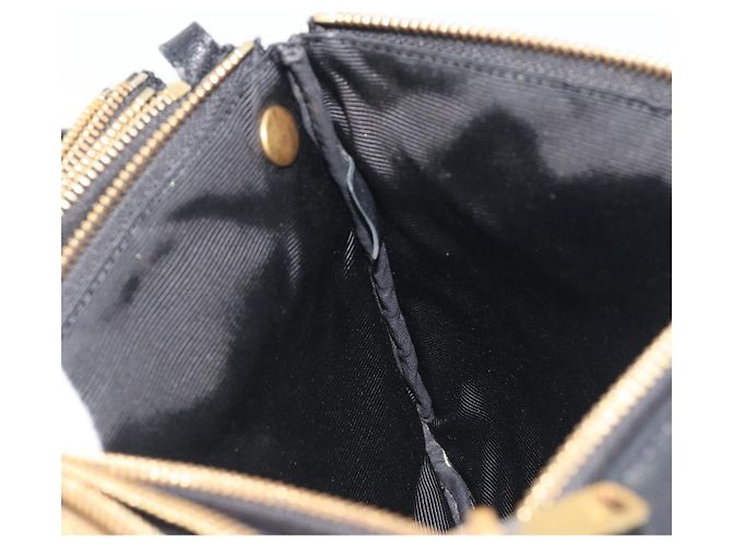 Céline Borsa a tracolla CELINE Trio in pelle nera e oro Auth 195660 Nero D'oro - vista 19