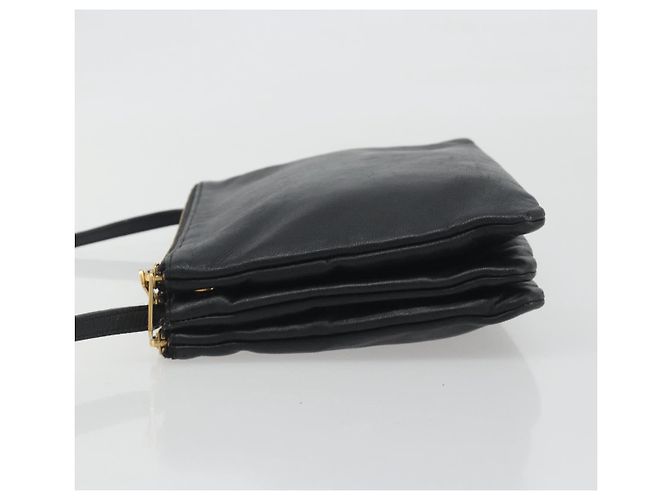 Céline Borsa a tracolla CELINE Trio in pelle nera e oro Auth 195660 Nero D'oro - vista 4