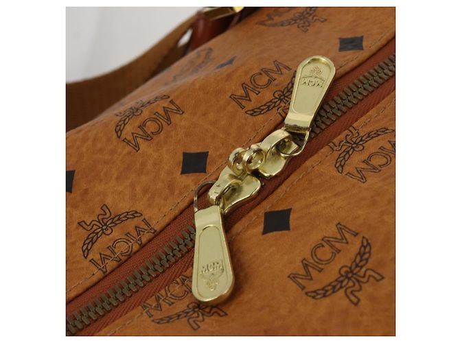 Borsa Boston MCM Logogram Vicetos PVC Leather 2way Brown Gold Auth ki6754 Marrone D'oro - vista 10