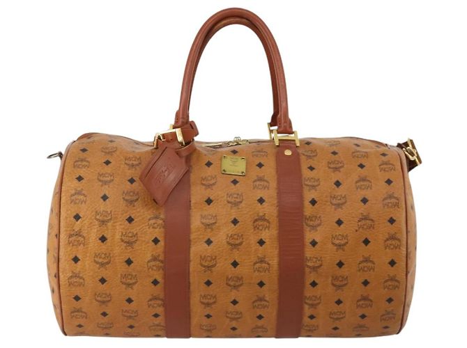 Borsa Boston MCM Logogram Vicetos PVC Leather 2way Brown Gold Auth ki6754 Marrone D'oro - vista 13