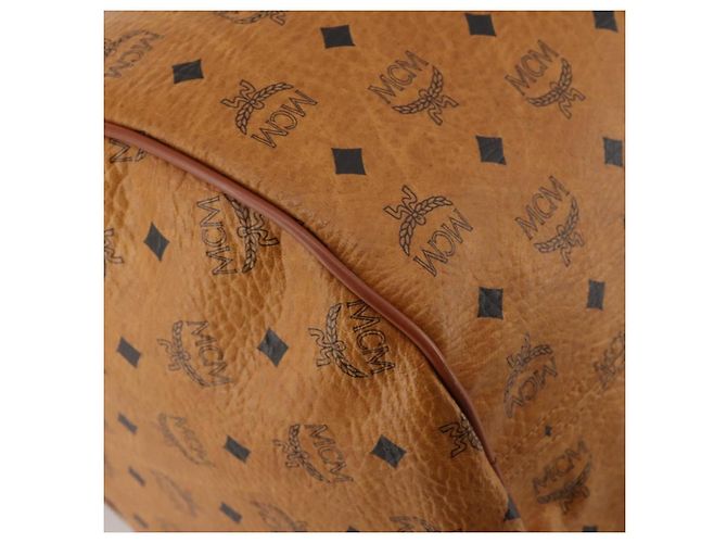 Borsa Boston MCM Logogram Vicetos PVC Leather 2way Brown Gold Auth ki6754 Marrone D'oro - vista 16