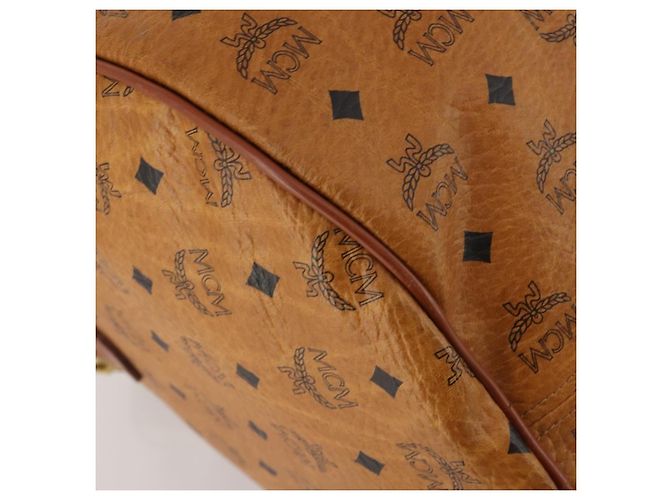Borsa Boston MCM Logogram Vicetos PVC Leather 2way Brown Gold Auth ki6754 Marrone D'oro - vista 18