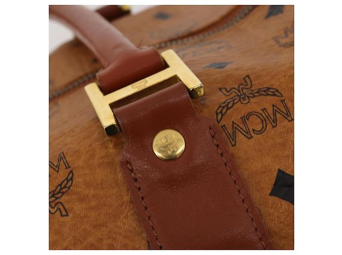 Borsa Boston MCM Logogram Vicetos PVC Leather 2way Brown Gold Auth ki6754 Marrone D'oro - vista 19